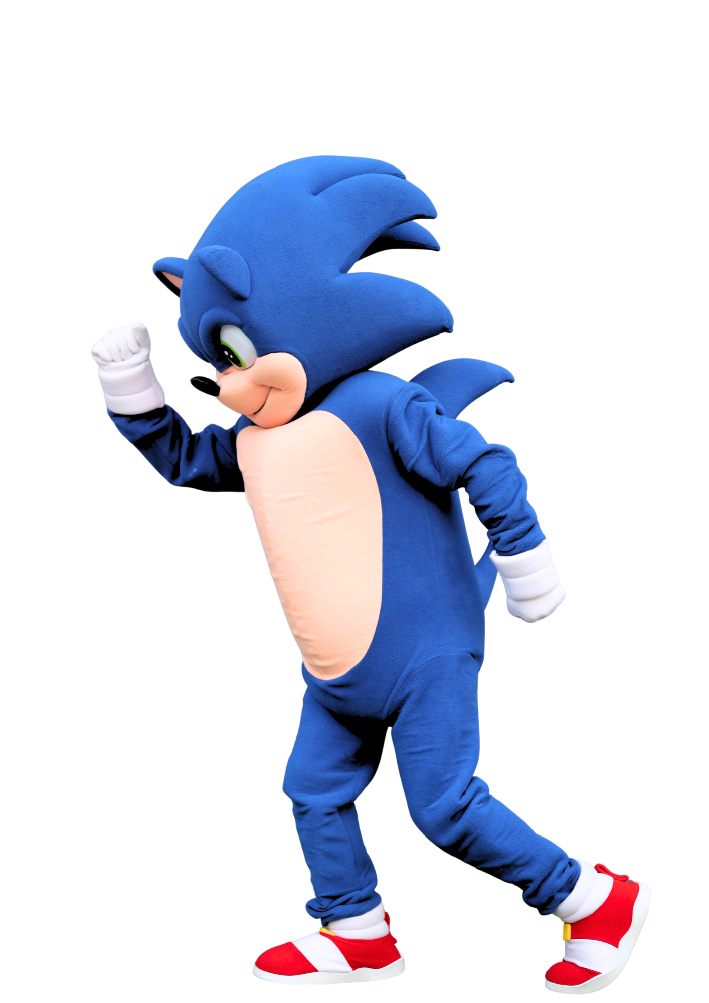 Blue speedster character performer